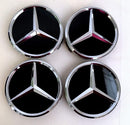 MBZ-RIMCAP-75, Pack 4 Hub Caps 75mm Blue For Mercedes Logo Emblem Center Wheel Cap