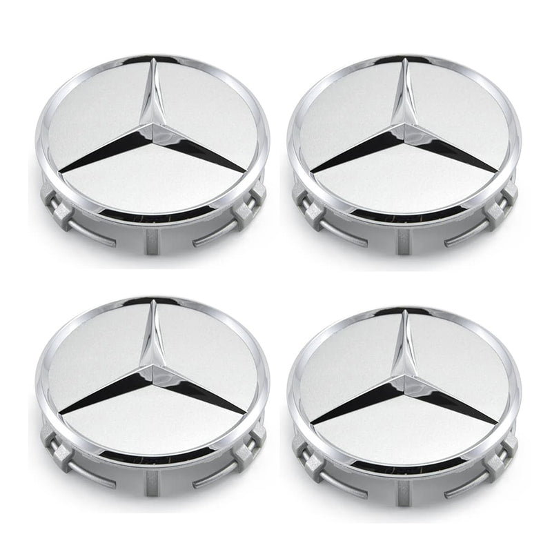 MBZ-RIMCAP-75, Pack 4 Hub Caps 75mm Blue For Mercedes Logo Emblem Center Wheel Cap