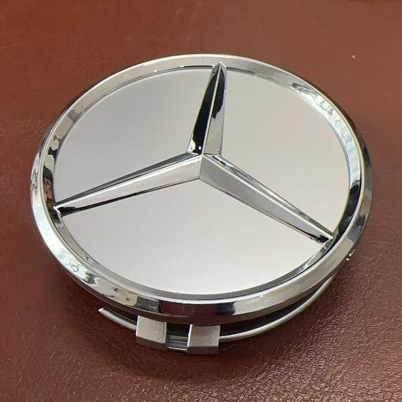 MBZ-RIMCAP-75, Pack 4 Hub Caps 75mm Blue For Mercedes Logo Emblem Center Wheel Cap