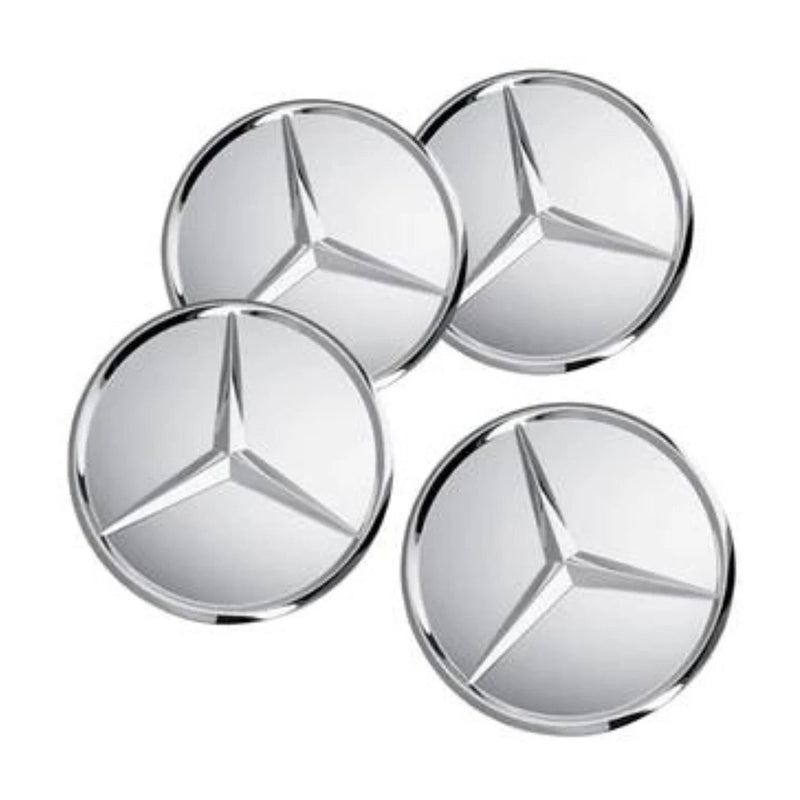 MBZ-RIMCAP-75, Pack 4 Hub Caps 75mm Blue For Mercedes Logo Emblem Center Wheel Cap