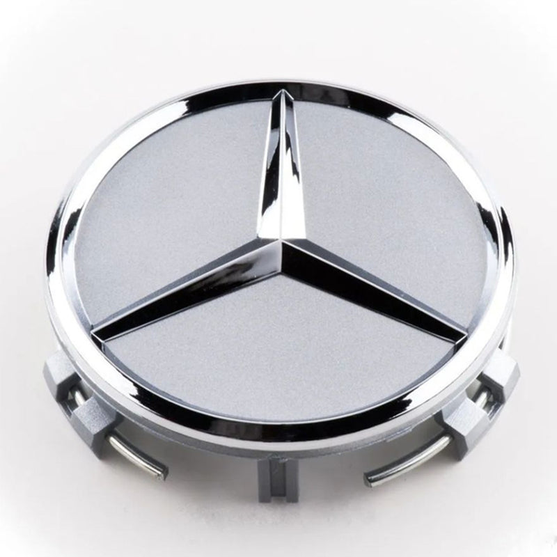 MBZ-RIMCAP-75, Pack 4 Hub Caps 75mm Blue For Mercedes Logo Emblem Center Wheel Cap