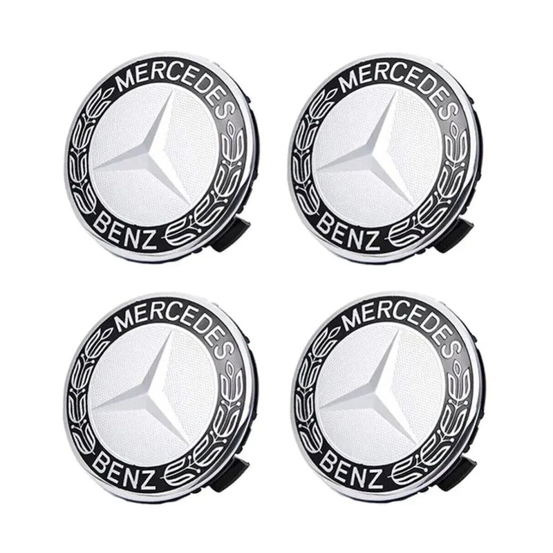MBZ-RIMCAP-75A, Pack 4 Hub Caps 75mm Blue For Mercedes Logo Emblem Center Wheel Cap