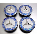MBZ-RIMCAP-75A, Pack 4 Hub Caps 75mm Blue For Mercedes Logo Emblem Center Wheel Cap
