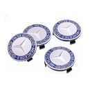 MBZ-RIMCAP-75A, Pack 4 Hub Caps 75mm Blue For Mercedes Logo Emblem Center Wheel Cap