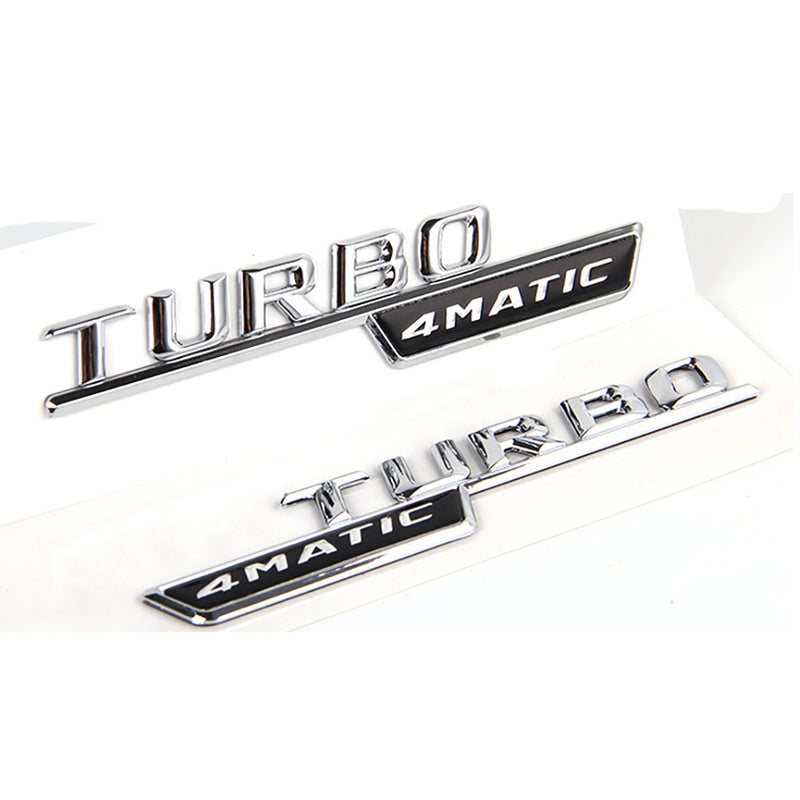 MBZ-TURBO-4MATIC, 2 PCS High Quality ABS MERCEDES-BENZ  TURBO-4 MATIC Letters Fender Emblem Sticker