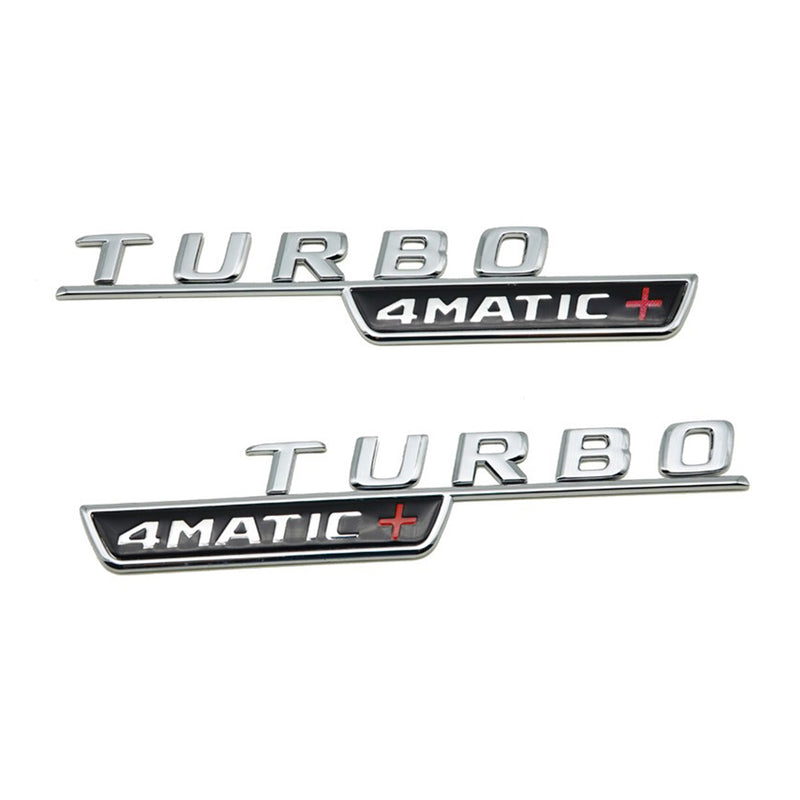 MBZ-TURBO-4MATIC+,  2 PCS High Quality ABS MERCEDES-BENZ  TURBO-4 MATIC+ Letters Fender Emblem Sticker