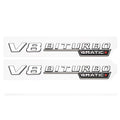 MBZ-V8-BITURBO-4MATIC+, 2 PCS High Quality ABS MERCEDES-BENZ V8-BITURBO-4MATIC+ Letters Fender Emblem Sticker