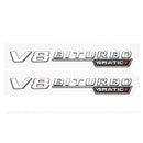 MBZ-V8-BITURBO-4MATIC+, 2 PCS High Quality ABS MERCEDES-BENZ V8-BITURBO-4MATIC+ Letters Fender Emblem Sticker