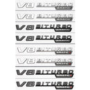 MBZ-V8-BITURBO-4MATIC+, 2 PCS High Quality ABS MERCEDES-BENZ V8-BITURBO-4MATIC+ Letters Fender Emblem Sticker