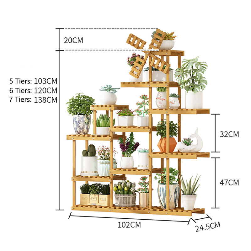 PPS-005, ECO Bamboo-Wood Foldable Plant Pot Stand