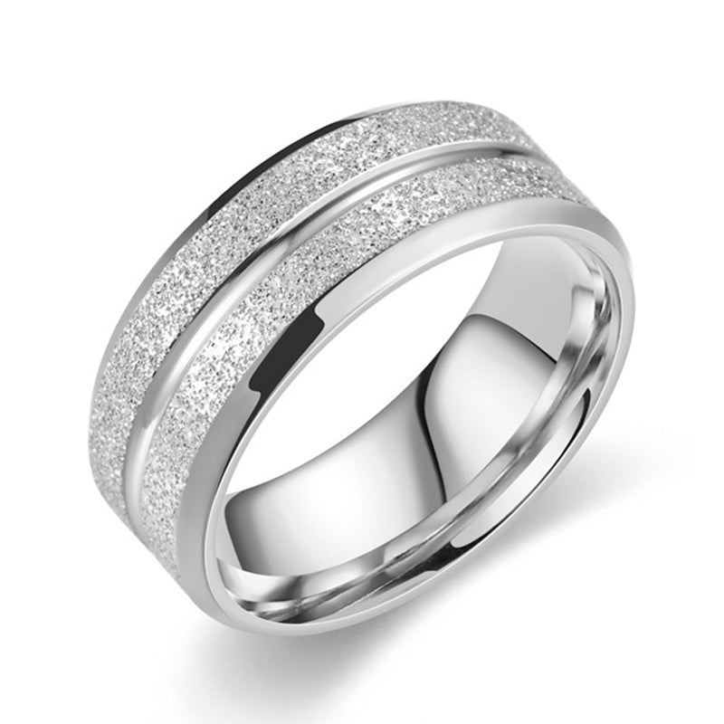 RG-A170，Classic Brushed Titanium Steel Ring for Couples – 8mm