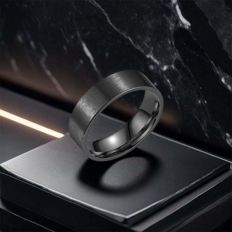 RG-A172，Classic 6mm Brushed Stainless Steel Ring for Couples – Silver / Black / Gold (Size 5–13)