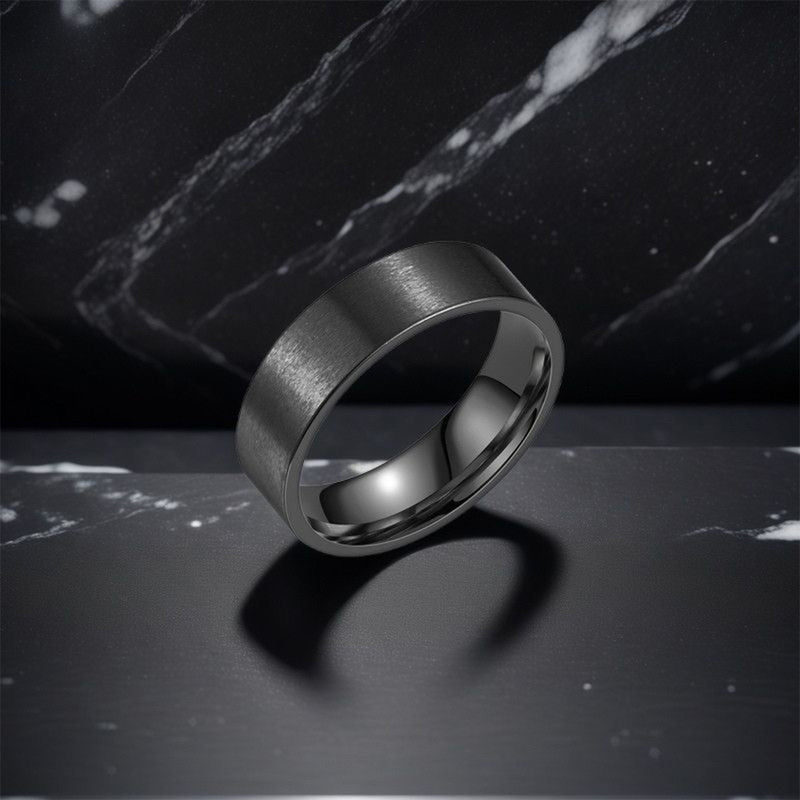 RG-A172，Classic 6mm Brushed Stainless Steel Ring for Couples – Silver / Black / Gold (Size 5–13)