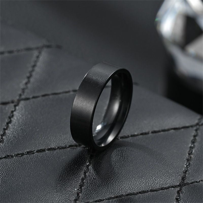 RG-A172，Classic 6mm Brushed Stainless Steel Ring for Couples – Silver / Black / Gold (Size 5–13)