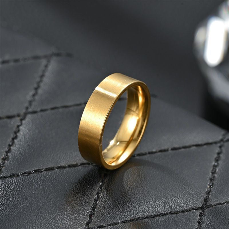RG-A172，Classic 6mm Brushed Stainless Steel Ring for Couples – Silver / Black / Gold (Size 5–13)