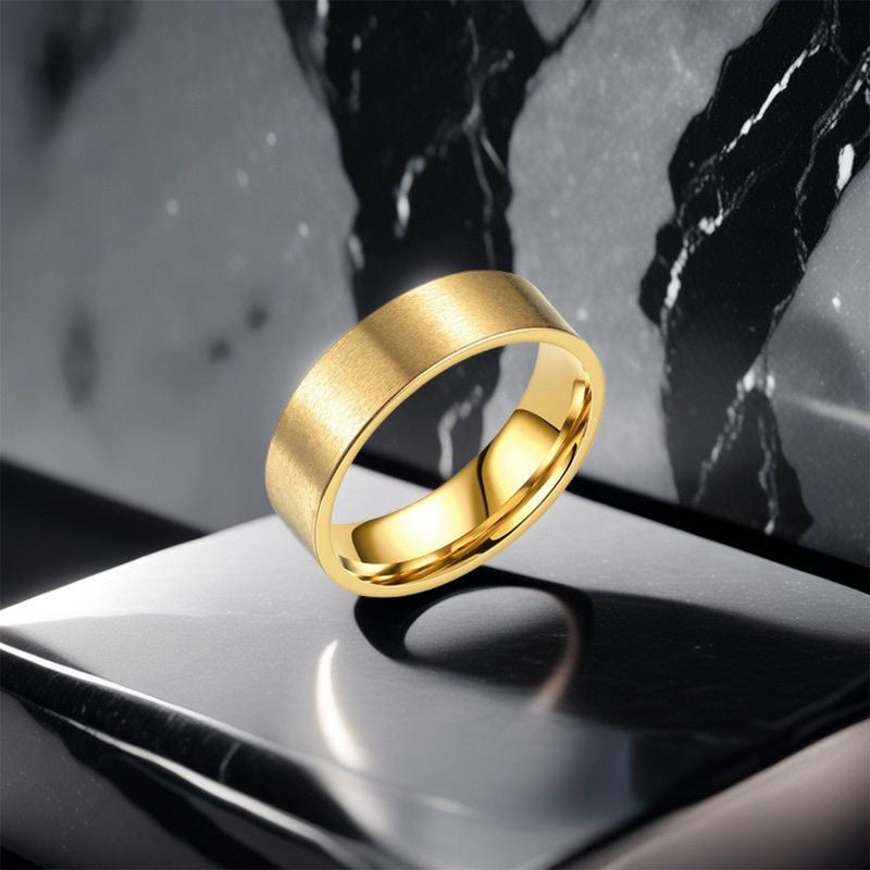 RG-A172，Classic 6mm Brushed Stainless Steel Ring for Couples – Silver / Black / Gold (Size 5–13)