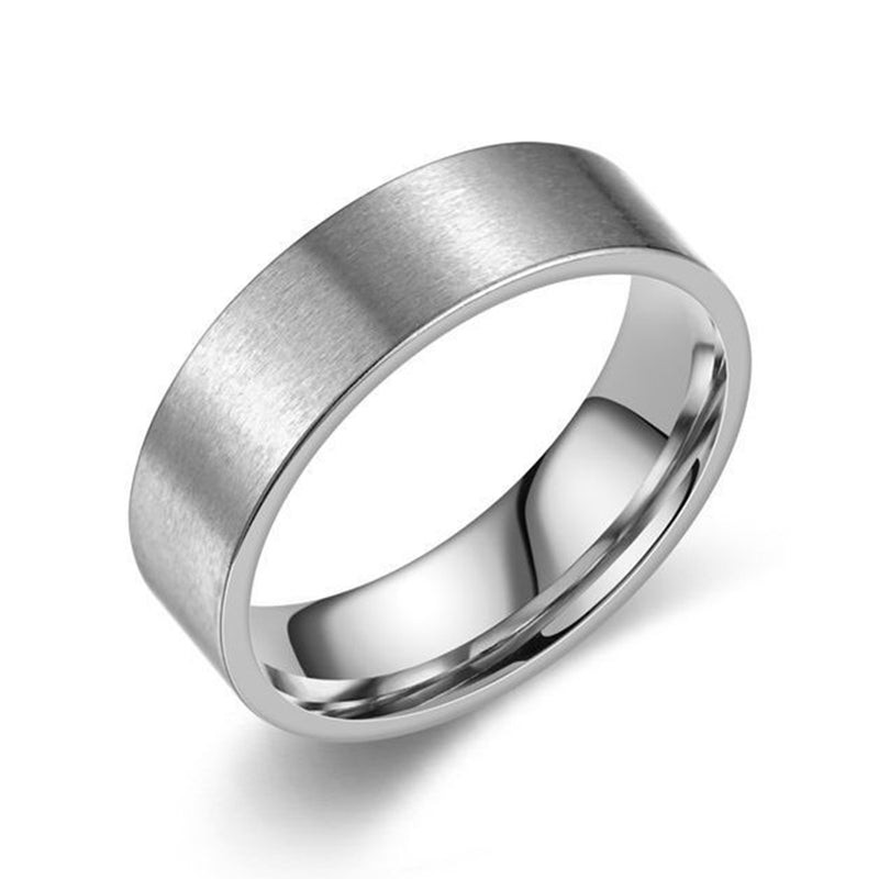 RG-A172，Classic 6mm Brushed Stainless Steel Ring for Couples – Silver / Black / Gold (Size 5–13)