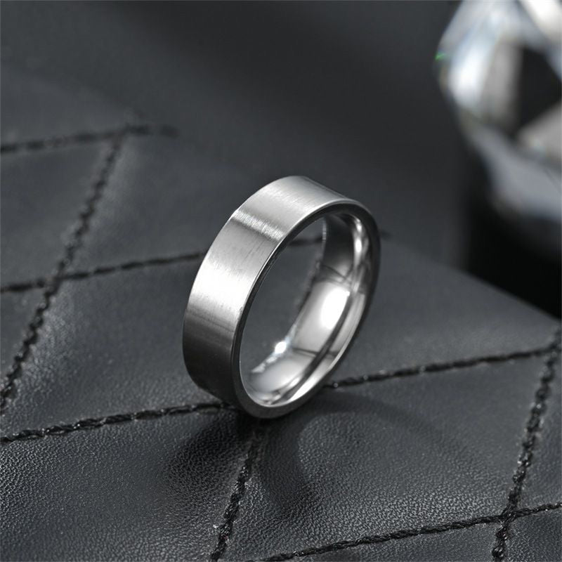 RG-A172，Classic 6mm Brushed Stainless Steel Ring for Couples – Silver / Black / Gold (Size 5–13)