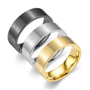 RG-A172，Classic 6mm Brushed Stainless Steel Ring for Couples – Silver / Black / Gold (Size 5–13)