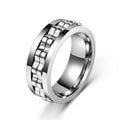 RG-SP418, Unisex 8mm Spinner Fidget Anxiety Ring Titanium Steel Size 6-13