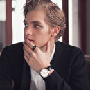 RG-XG442，Men's 8mm Wide Black Titanium Steel Ring – Geometric Groove Design