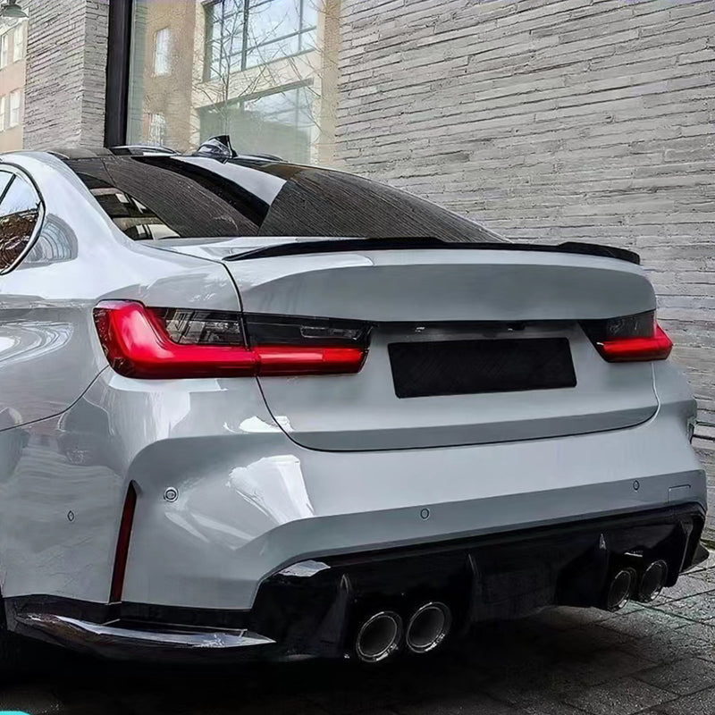 SPO-BMW-3S-G20-19+，BMW 3 Series G20 M4 Style Boot Spoiler – Gloss Black – 2019+ (No-Drill Fitment)