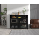 STF-KS-060-970-1200-400, imix Home SA-Designed 4-Tier Matte Black Steel Cabinet - Mesh Doors