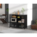 STF-KS-060-970-1200-400, imix Home SA-Designed 4-Tier Matte Black Steel Cabinet - Mesh Doors