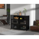 STF-KS-060-970-1200-400, imix Home SA-Designed 4-Tier Matte Black Steel Cabinet - Mesh Doors