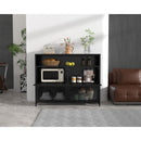 STF-KS-060-970-1200-400, imix Home SA-Designed 4-Tier Matte Black Steel Cabinet - Mesh Doors