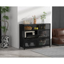 STF-KS-060-970-1200-400, imix Home SA-Designed 4-Tier Matte Black Steel Cabinet - Mesh Doors