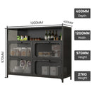 STF-KS-060-970-1200-400, imix Home SA-Designed 4-Tier Matte Black Steel Cabinet - Mesh Doors