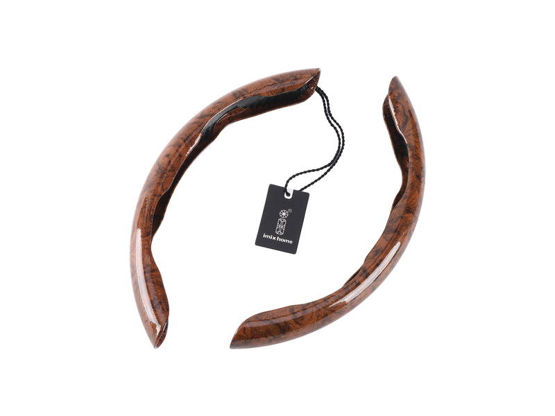 SWC-001B, imix home-2 PCS Universal Luxury Wood Grain Steering Wheel Cover,Car Accessories - Brown   – Sporty & Durable Design