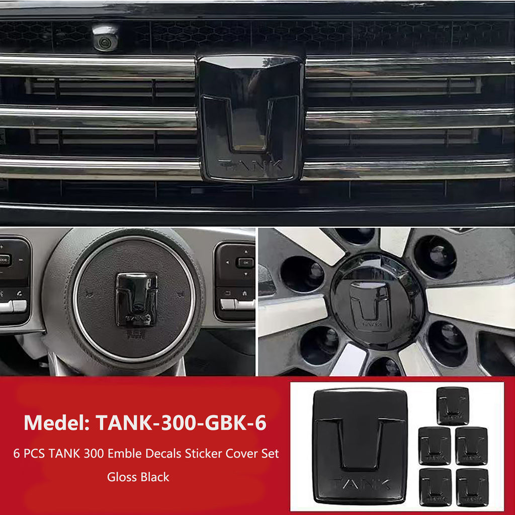 TANK-300-6, 6 PCS GWM TANK 300 Emblem 3D Decals Sticker Cover Set,1 PC ...