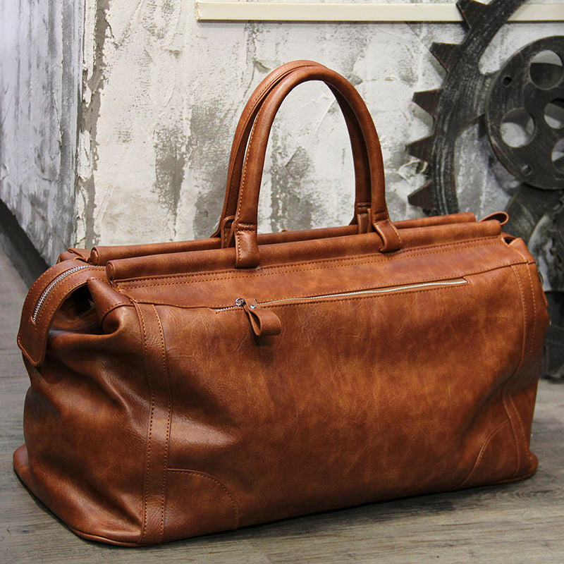 TRB-A1162, PU Leather Vintage Style Large Capacity Travel & Gym Bag with Top Handle