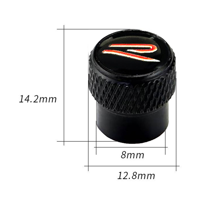 AVC-005-VW-R-02 ,4PCS Rline Emblem Chrome Diamond Knurled Aluminium Tyre Air Valve Caps
