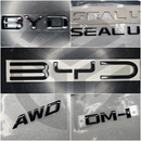 BYD-23-165-55, High Quality ABS BYD Emblem Badge 16.5cm x 5.5cm,Gloss Black / Gloss Silver