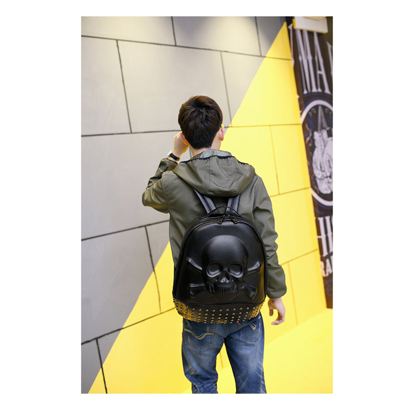 3d skull leather backpack BackPack, BP-3077, 3D Skull BackPack – imixhome
