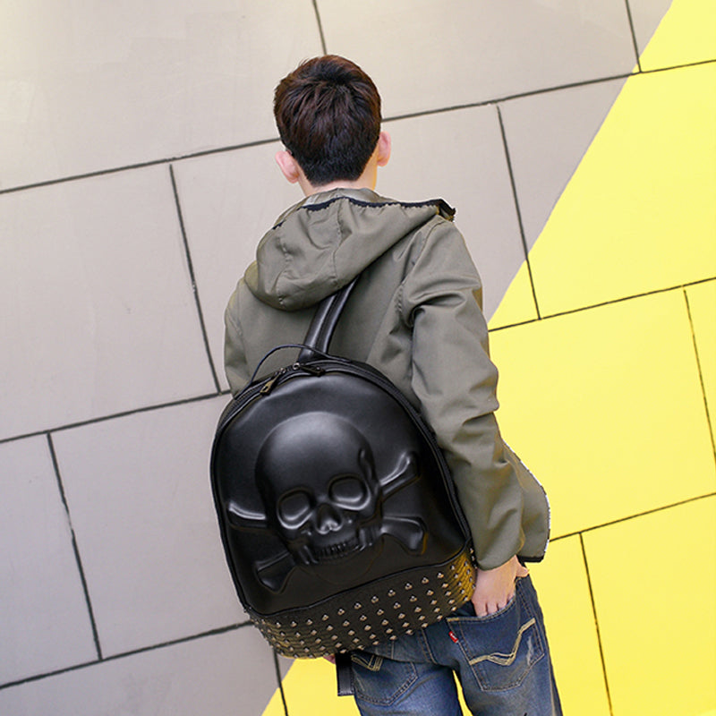 3d skull leather backpack BackPack, BP-3077, 3D Skull BackPack – imixhome
