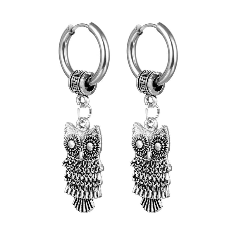 ER-EQ0026, Stainless Steel Owl Earrings