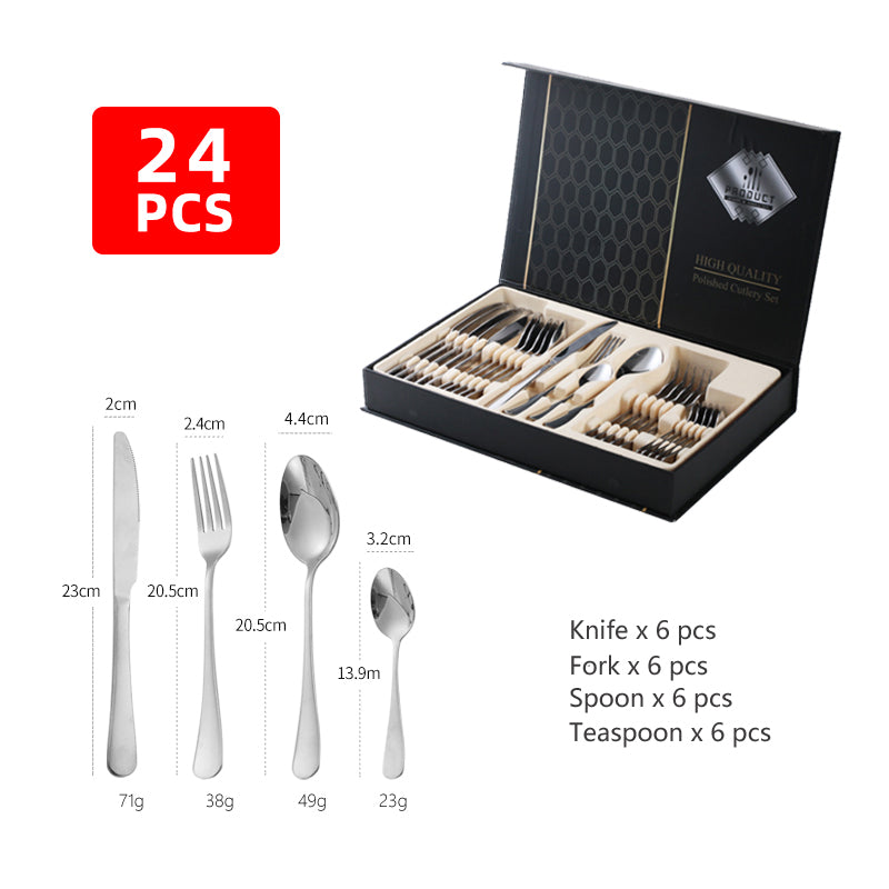 FKS-003-24, Stainless Steel Fork & Knife 24 Pcs Set