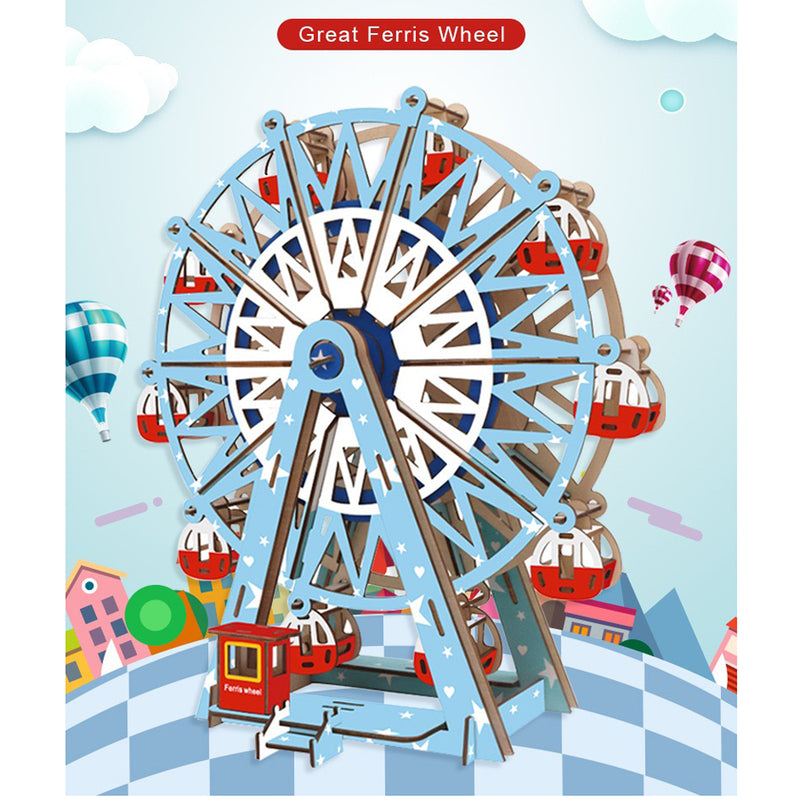 Jigsaw Puzzle, HG-D039, 3D Wooden Jigsaw Puzzle-Great Ferris Wheel