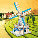 Jigsaw Puzzle, HG-F003, 3D Wooden Jigsaw Puzzle-Dutch Windmills