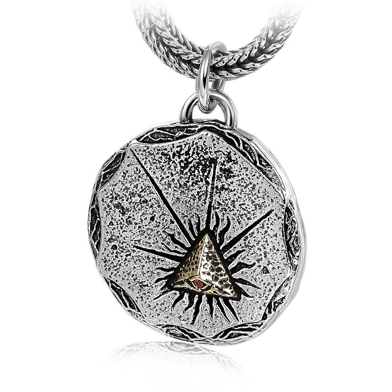 NL-DZ002, Stainless Steel & Copper Eye Of God Necklace