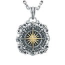 NL-DZ013, Stainless Steel & Copper Compass Necklace