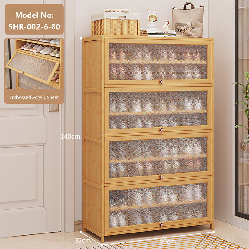 SHR-002-8-80, Bamboo-Wood 8 Tier Shoes Rack